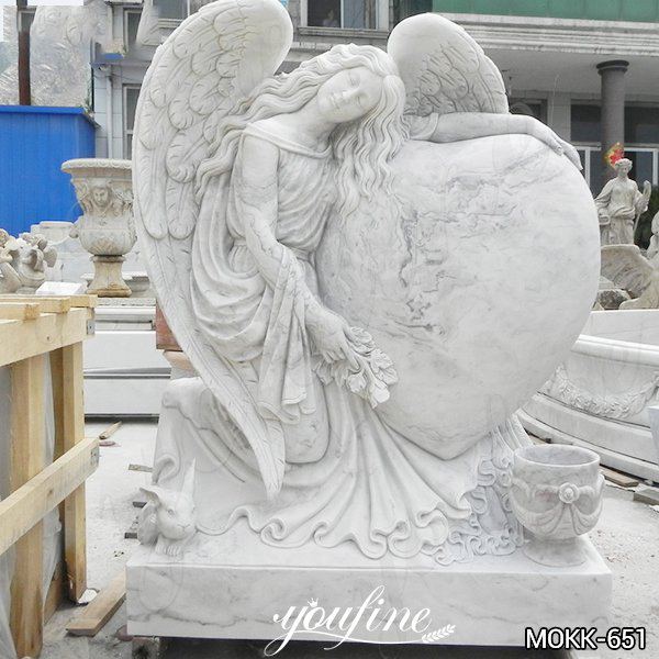Carrara White Marble Angel Headstone for sale MOKK-651 (3)