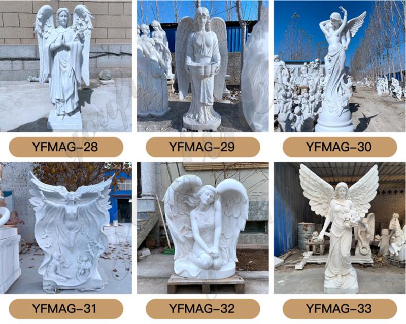 Natural Marble Angel Holding Baby Statue in White Color MOKK-955