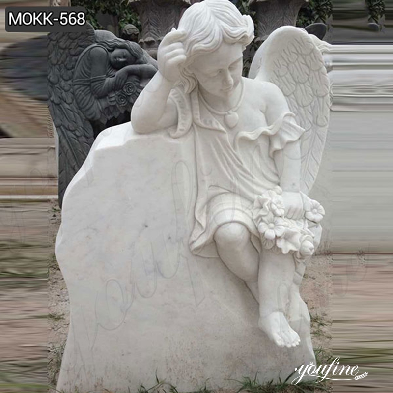 High Quality Natural Marble Angel Headstone Supplier MOKK-568