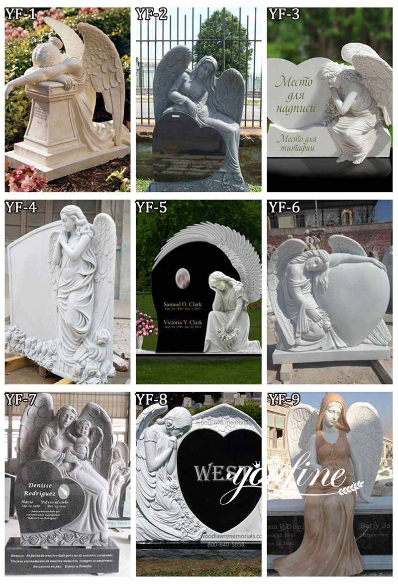 Beautiful Marble Sitting Angel Tombstone Design with Competitive Price MOKK-985