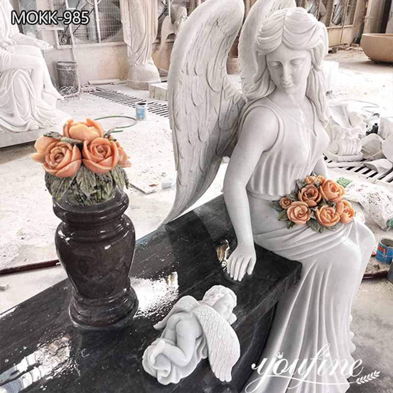 Beautiful Marble Sitting Angel Tombstone Design with Competitive Price MOKK-985