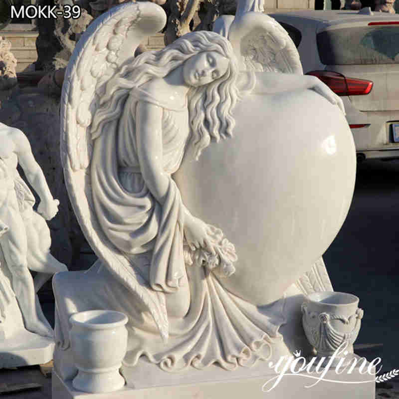 Beautiful Hand Carved Angel With Heart Headstone Factory Supplier MOKK-39