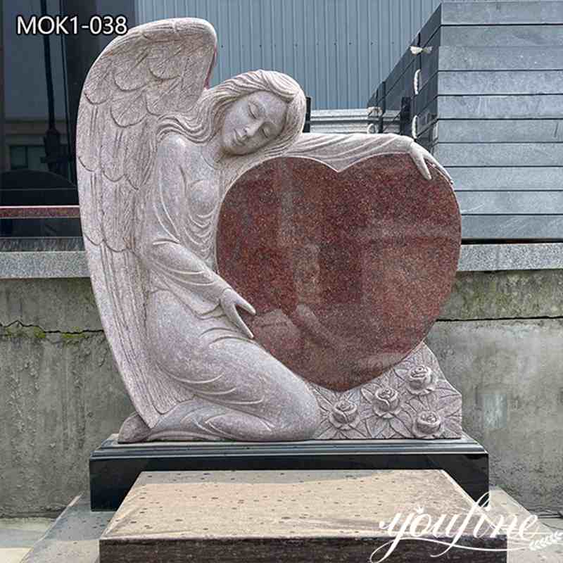 Natural Marble Single Angel Heart Headstone with Good Price for Sale MOK1-038