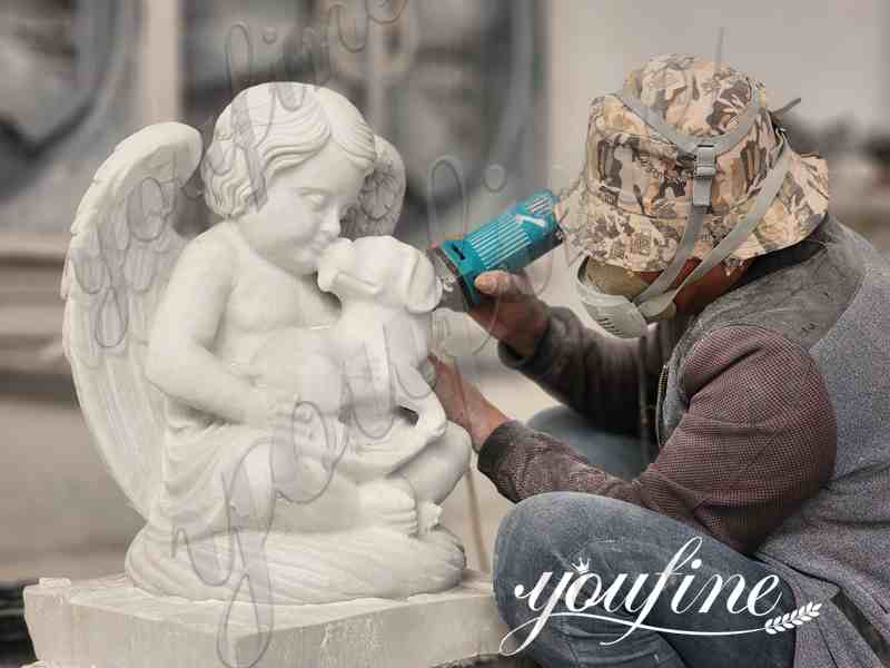 Natural Marble Single Angel Heart Headstone with Good Price for Sale MOK1-038 