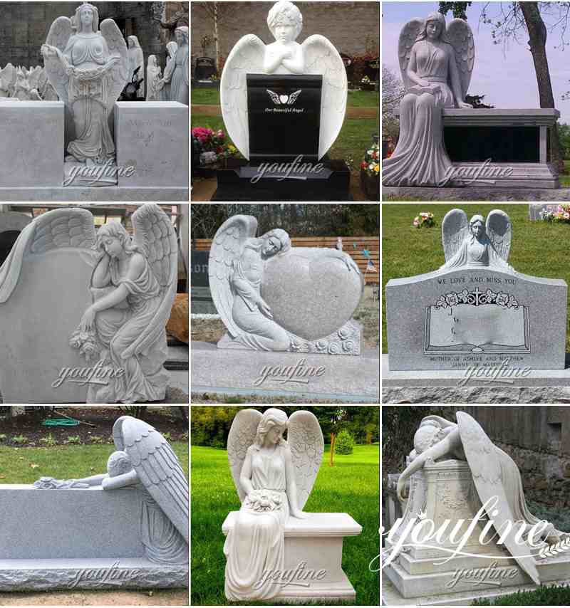 Natural Marble Single Angel Heart Headstone with Good Price for Sale MOK1-038 