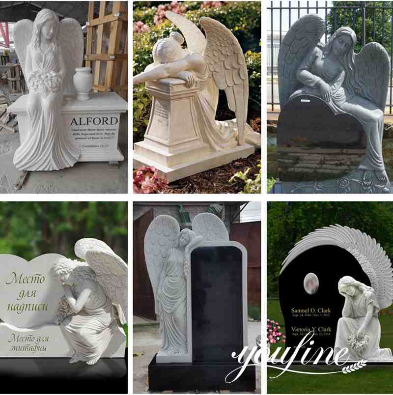 Natural Marble Single Angel Heart Headstone with Good Price for Sale MOK1-038 