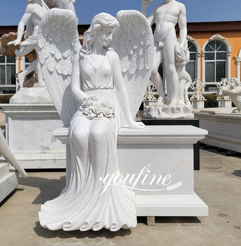 marble angel headstone-YouFine Sculpture-01