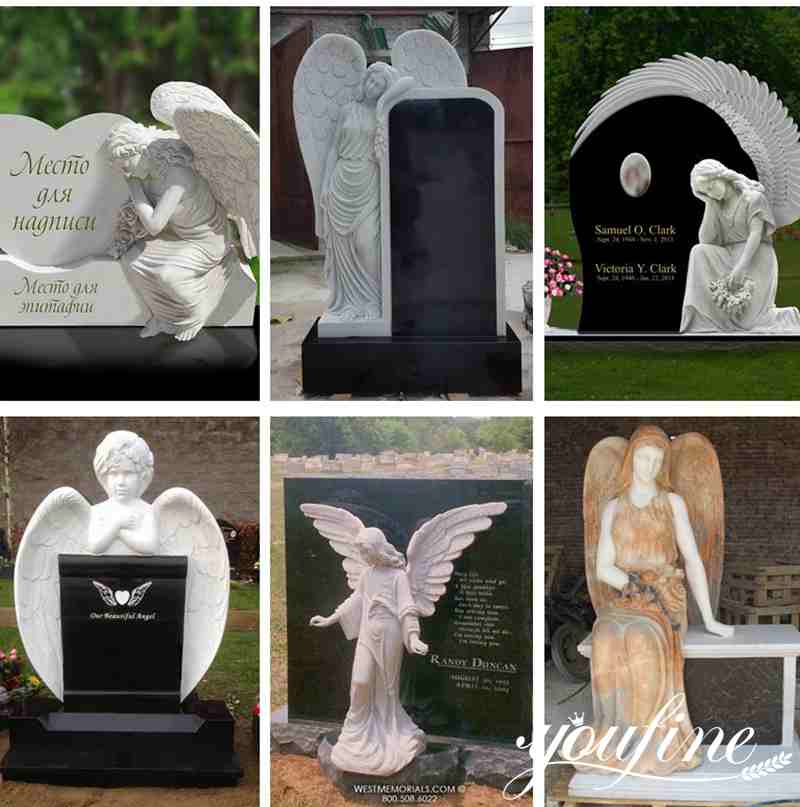 Large Hand Carved Marble Guardian Angel Headstone with Competitive Price MOK1-084