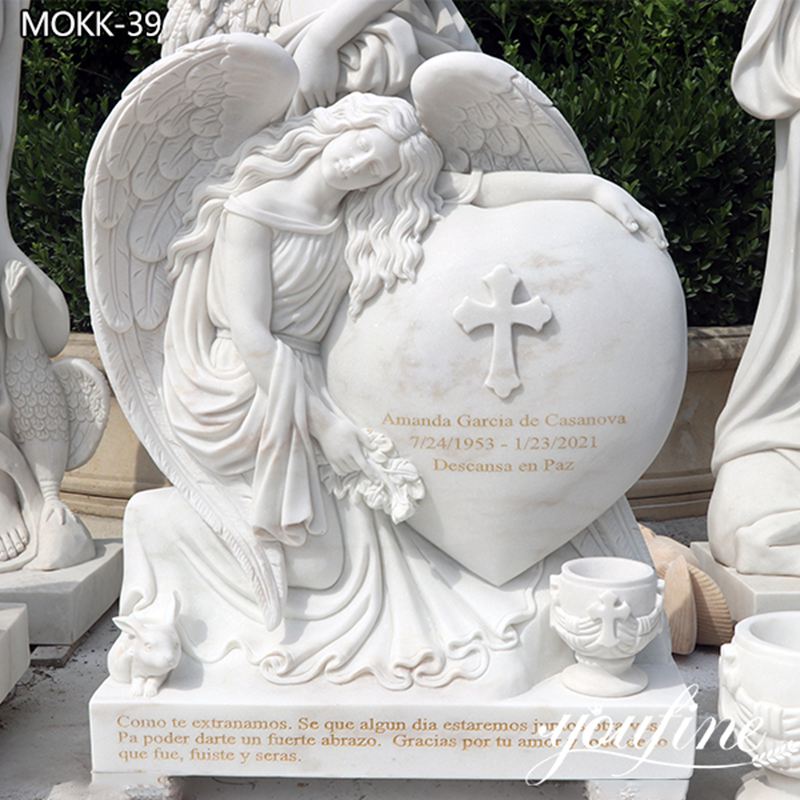 Beautiful Hand Carved Angel With Heart Headstone Factory Supplier MOKK-39