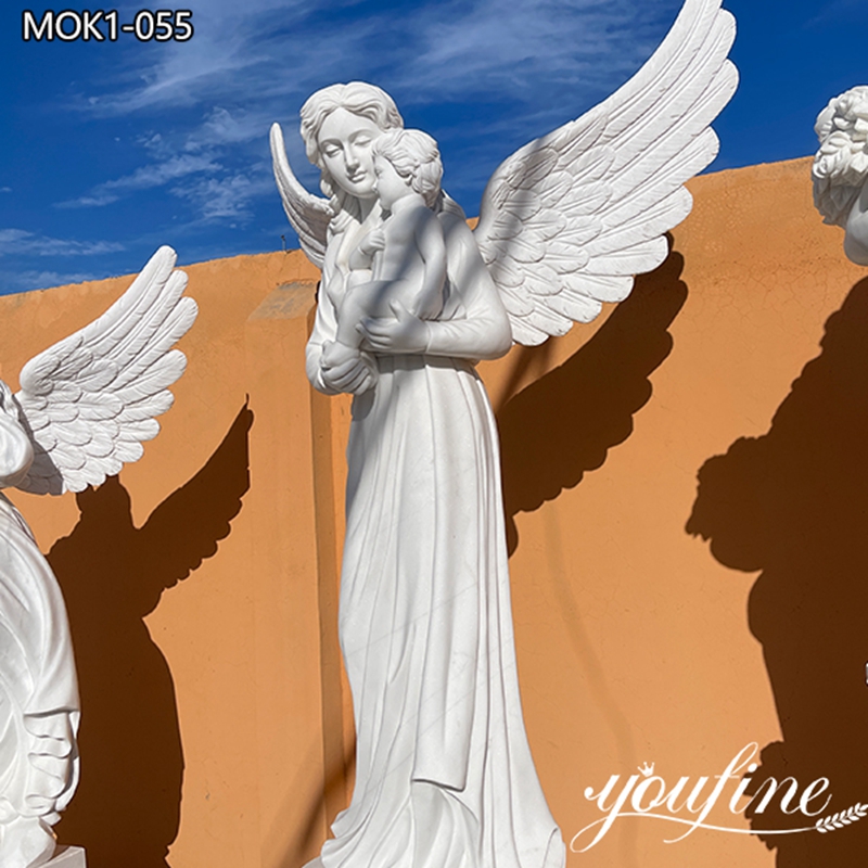 Natural White Marble Angel Statue With a Baby In a Reasonable Price MOK1-055
