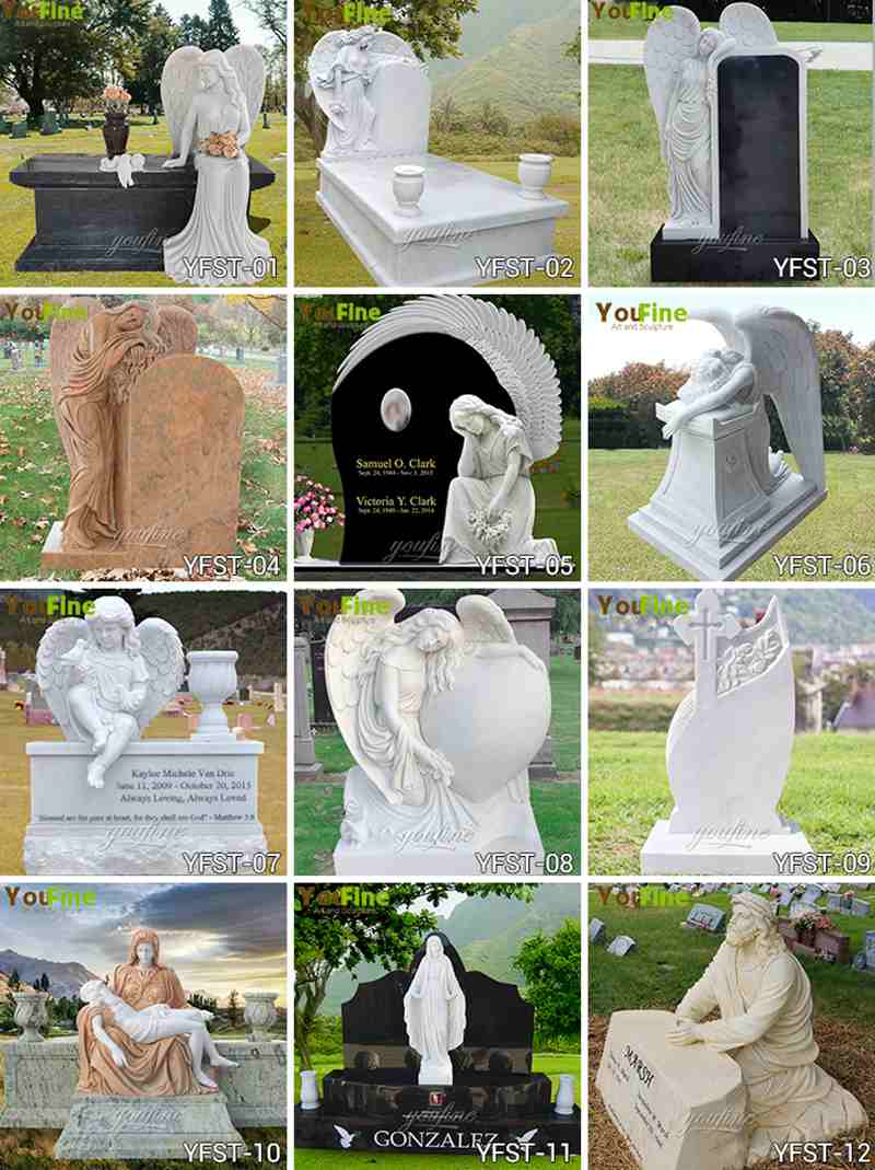 Large Hand Carved Marble Guardian Angel Headstone with Competitive Price MOK1-084