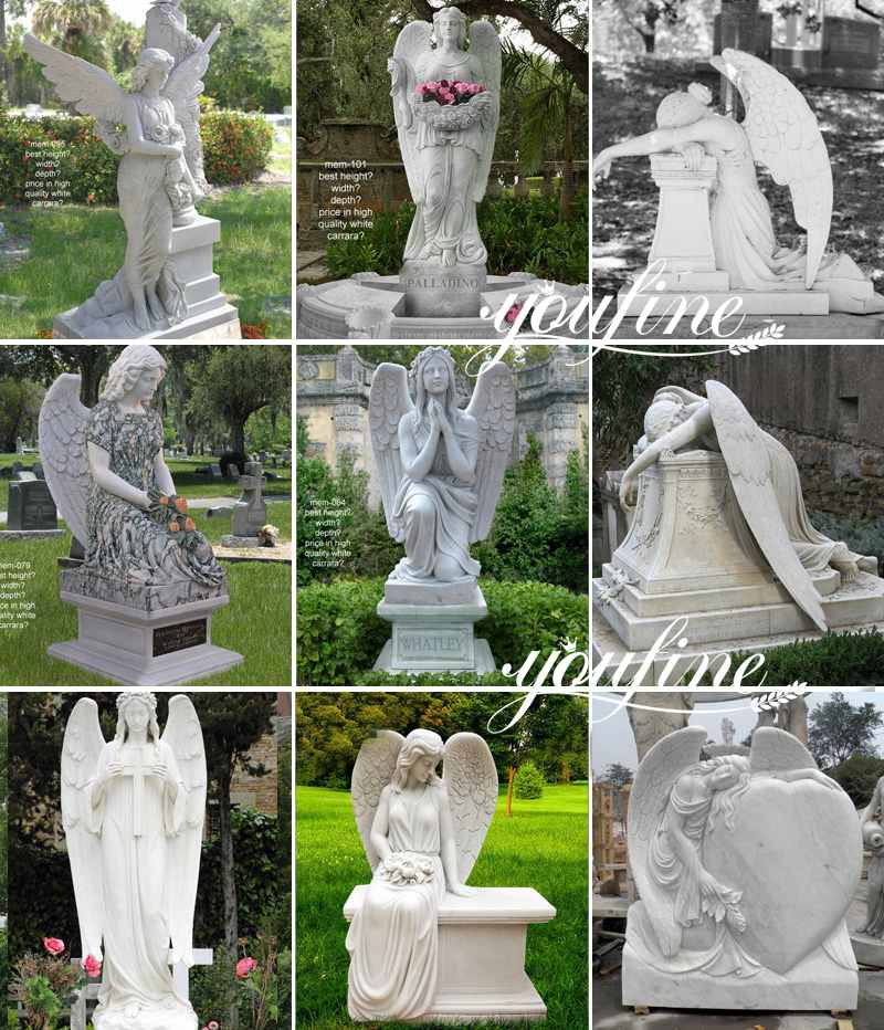 Beautiful Marble Sitting Angel Tombstone Design with Competitive Price MOKK-985