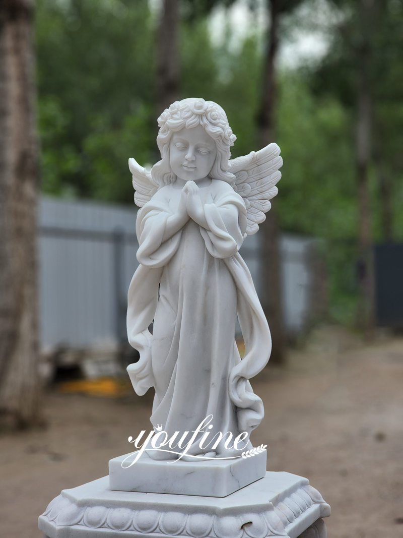 Marble praying little angel statue-YouFine Sculpture