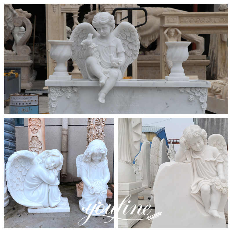 marble Grieving Angel headstone-YouFine Sculpture