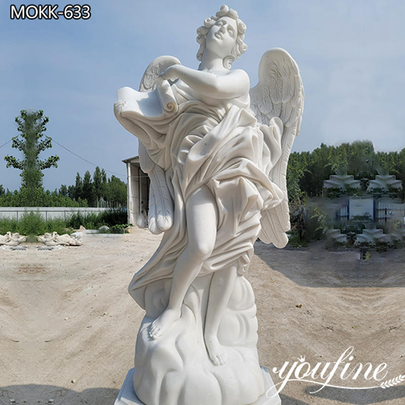 Outdoor White Marble Angel Statues Garden Decor for Sale MOKK-633