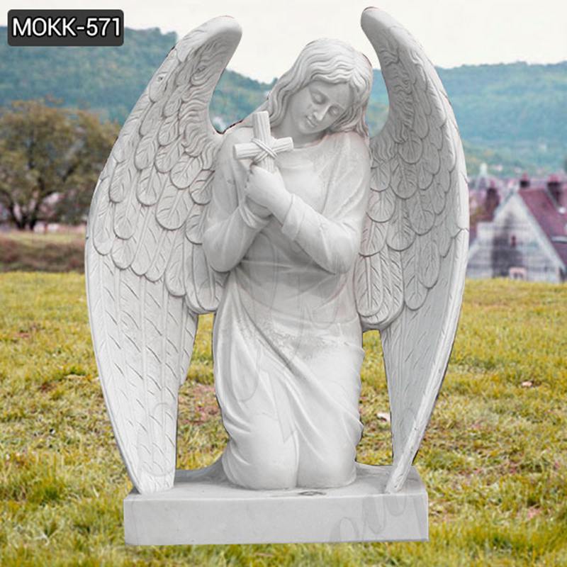 Kneeling Praying Marble Angel Tombstone for Sale MOKK-571