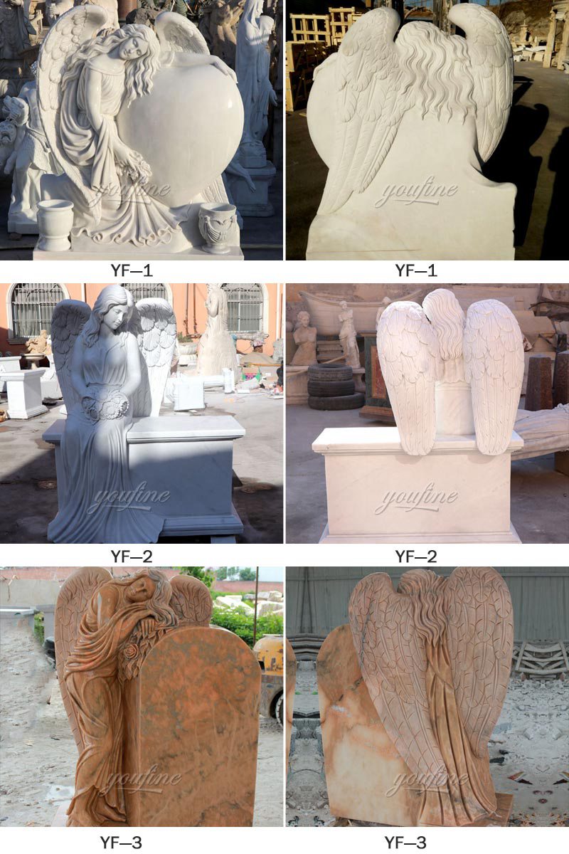 white marble cemetery angel headstone for sale(1)
