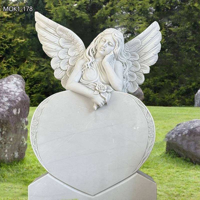Custom Hand Carved Marble Angel Tombstone for Sale MOK1-178