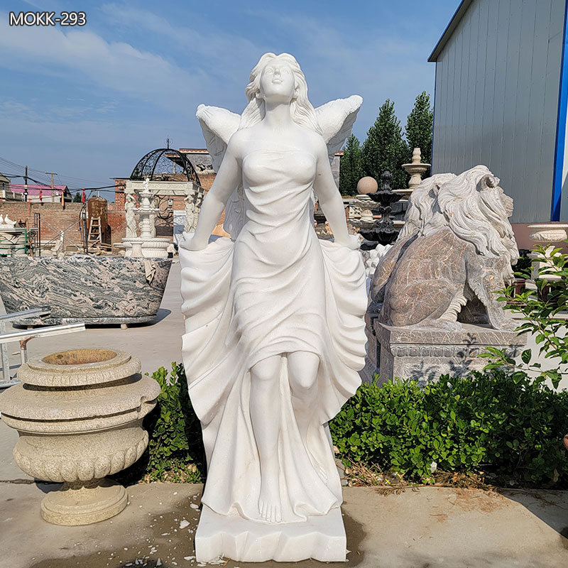Hand Carved Natural Marble Flying Angel Statue for Garden MOKK-293