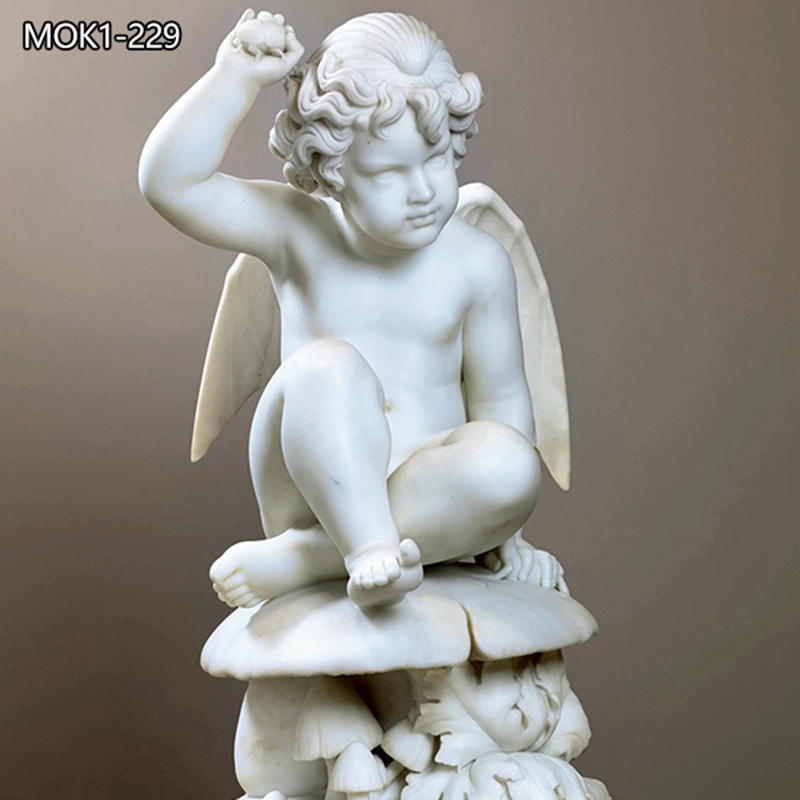 Hand Carved White Marble Cherub Statue Decor MOK1-229