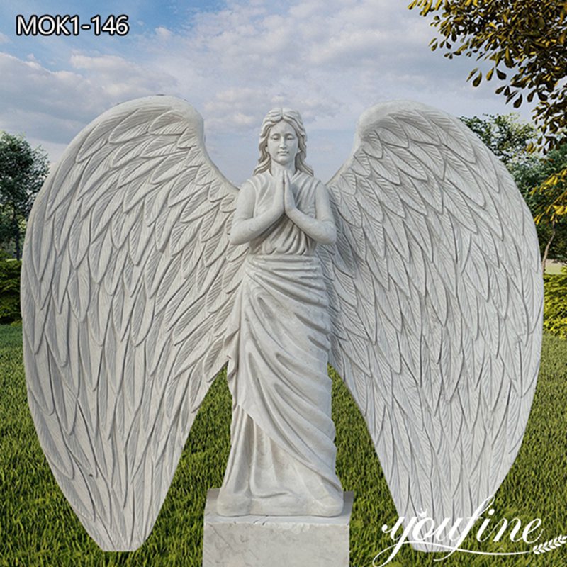 White Marble Angel Statue with Big Wings