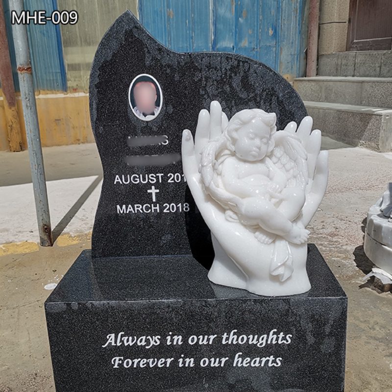 Custom Hand Carved Marble Cherub headstone for Sale